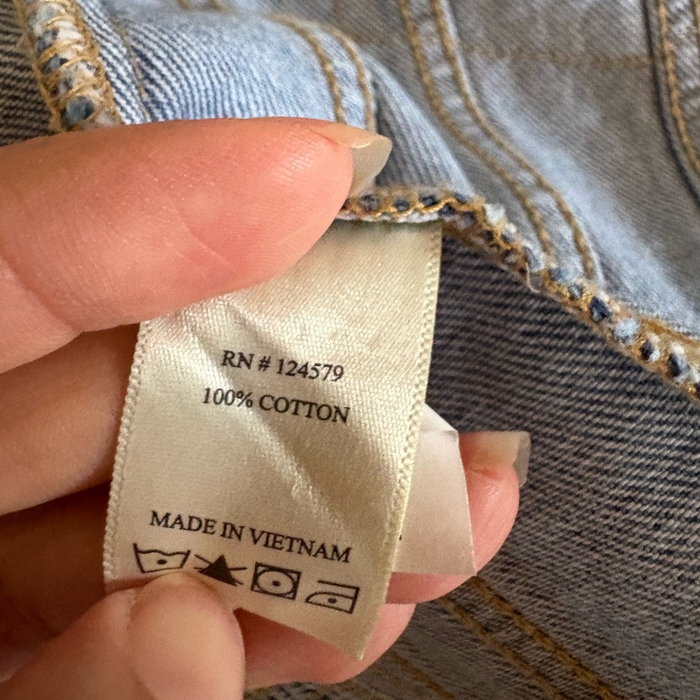 Sneak Peek Denim Corset Tube Top - Light blue strapless button down sz M - Picture 5 of 5